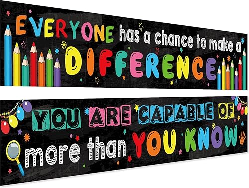 Paquete de 2 carteles motivacionales para el aula, 9.5 x 61 pulgadas, cartel de mentalidad de crecimiento positivo e inspirador para preescolar,