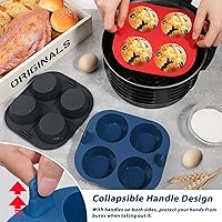 Vista 2 de Webake 3 piezas de molde para magdalenas de silicona para freidora de aire con 4 cavidades para freidora de aire, molde de silicona para huevos