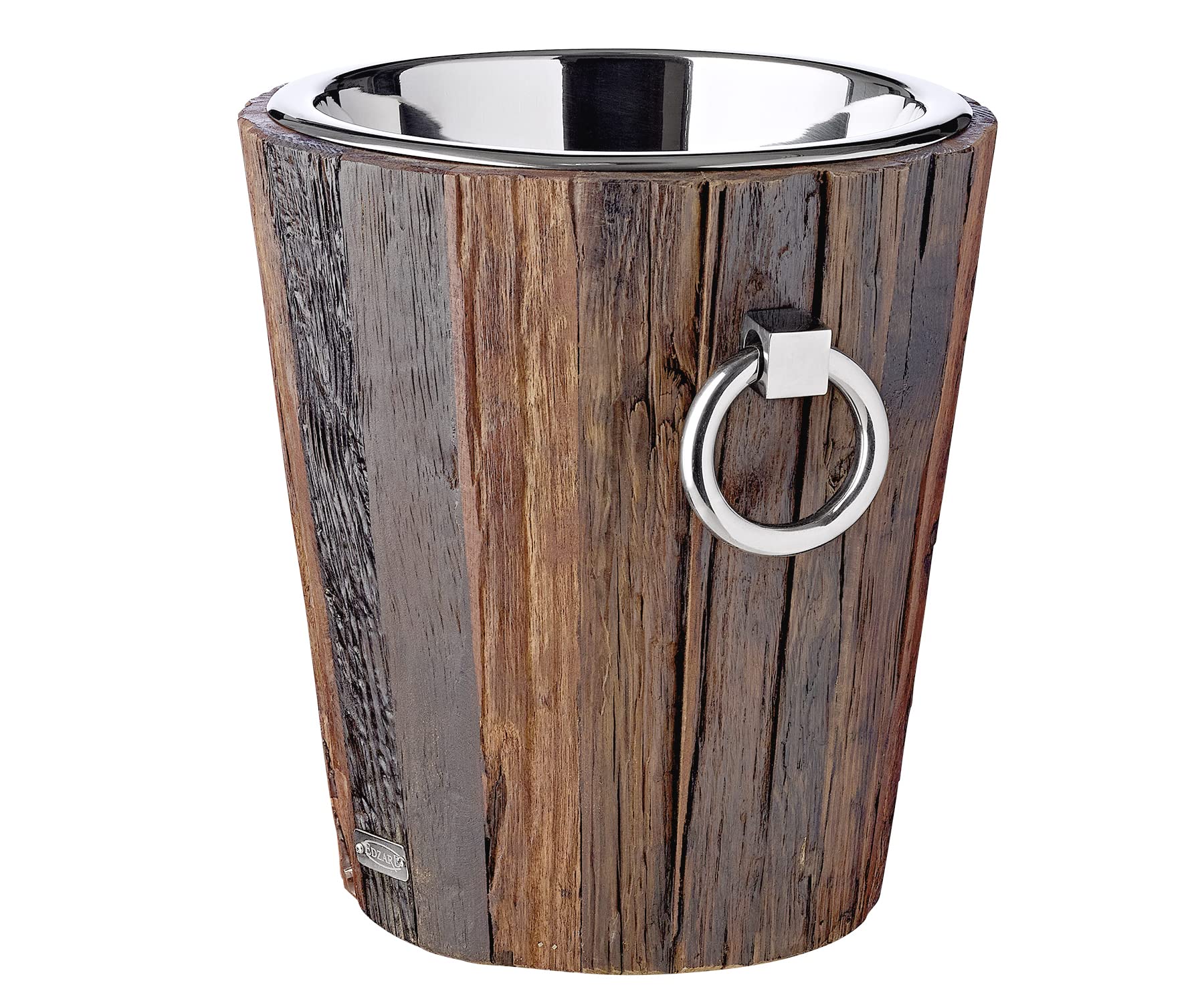EDZARD Secchiello per champagne Kennington (Ø 47 cm, H 24 cm), acciaio inox e legno, per 6 bottiglie – secchiello per spumante, secchiello per bottiglie grande, secchiello per vino