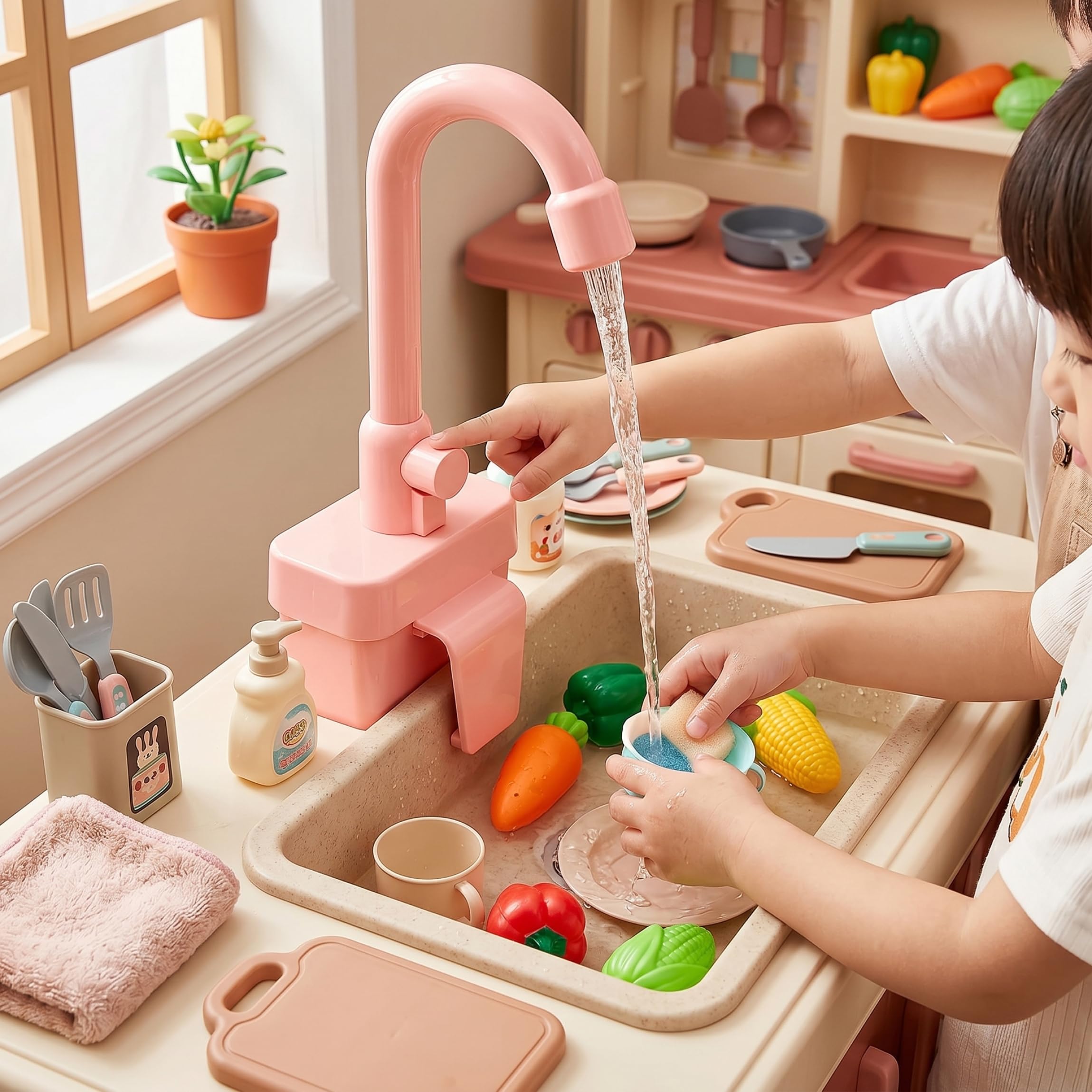 Giocattolo per lavandino, lavandino per Giocare con Acqua Corrente, Gioco Elettrico per Bambini, Giocattolo per Rubinetto da Cucina per Bambini