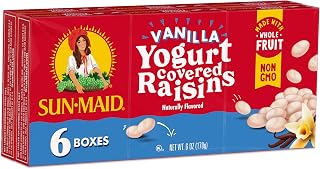 Sun-Maid Vanilla Yogurt Covered Raisins, 6-Pack 1oz Snack Boxes - Creamy Back-to-School Lunchbox Treats