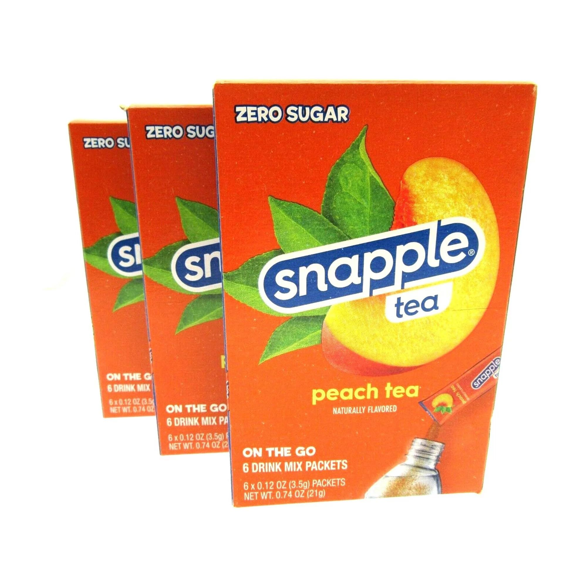 On The Go Sugar Free Diet Peach Tea Powdered Drink Mix 6 sticks per Box - Pack of 3 (3)