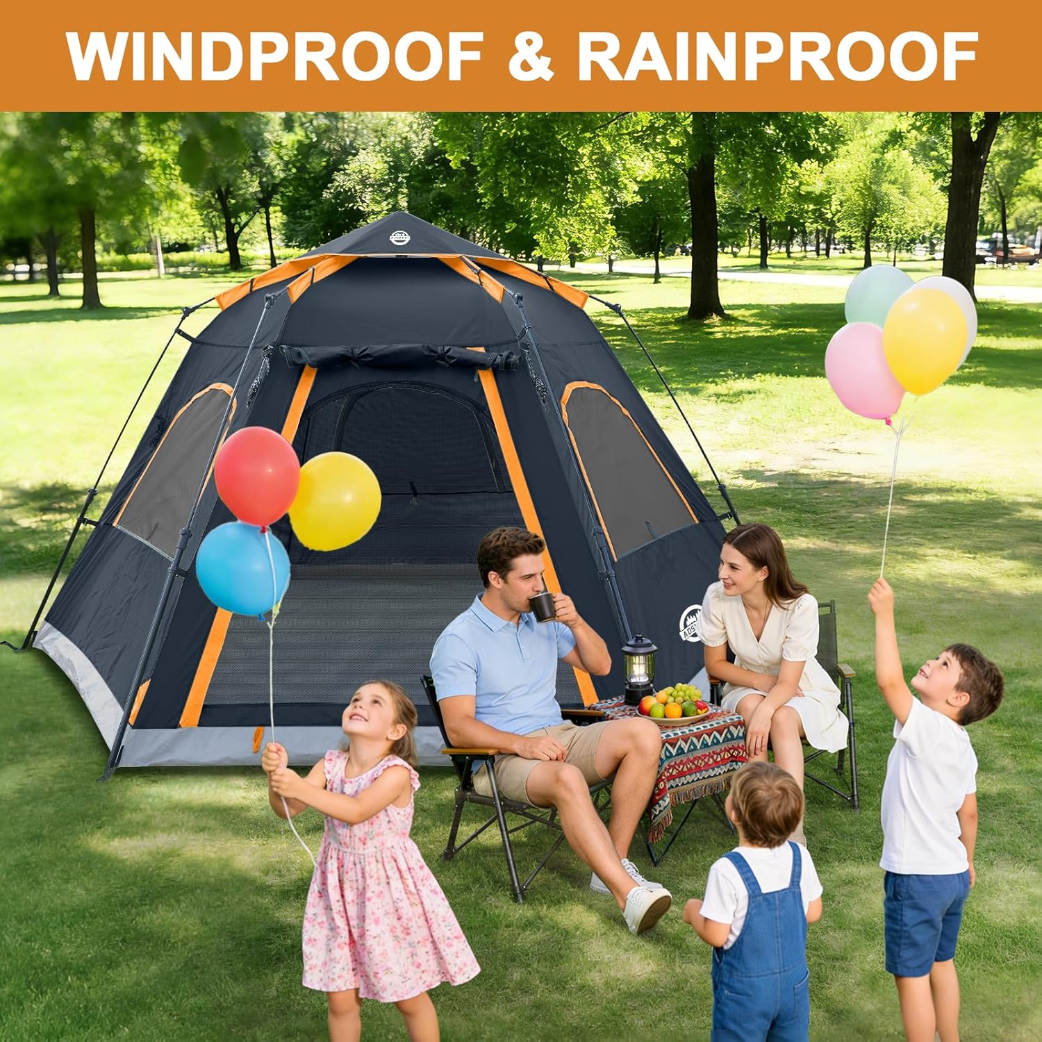 ADSMART Instant Tents for Camping 2/3/4/5 Person Tent Waterproof Easy Setup Sets Up Backpacking Tents with Carry Bag for Outdoor Hiking
