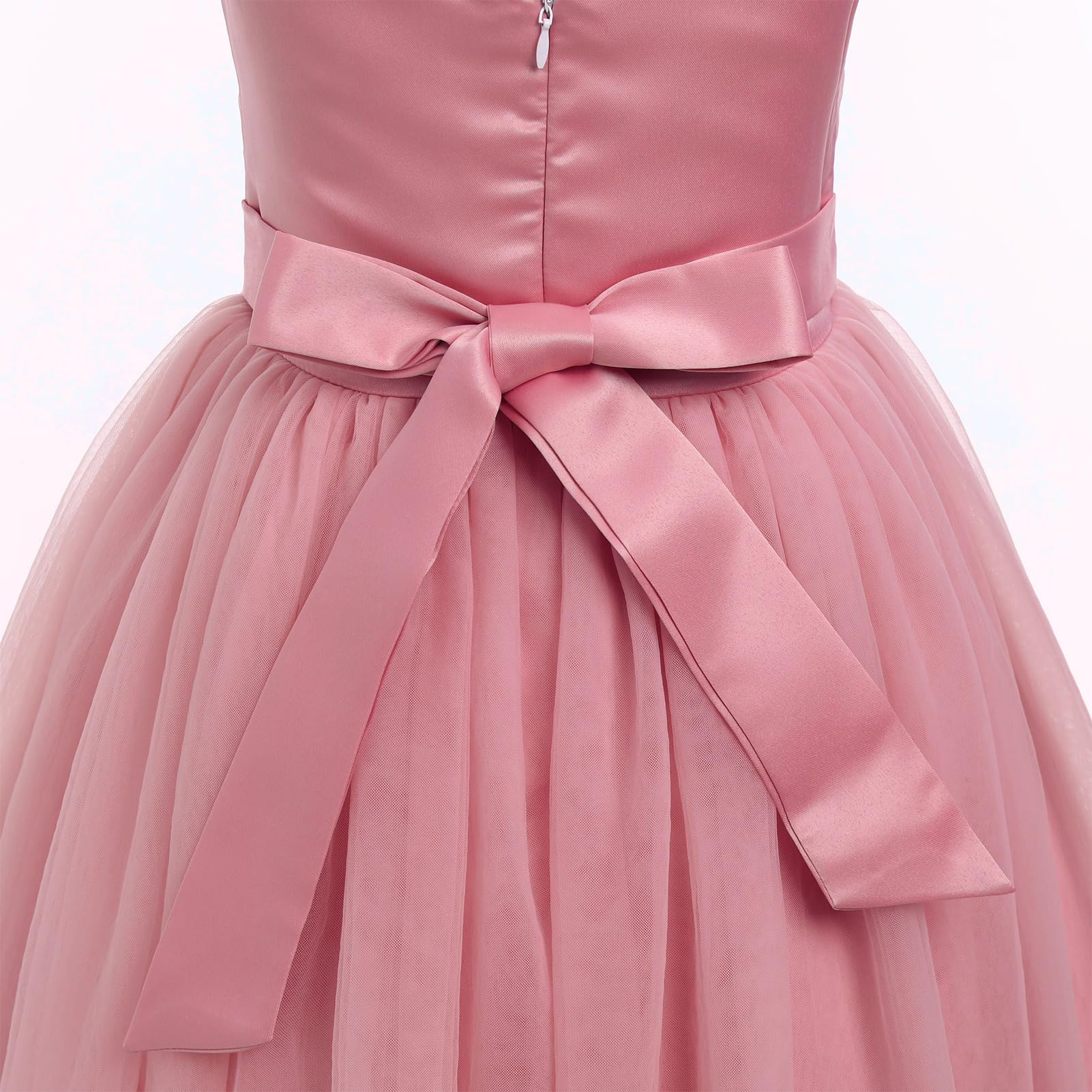 IWEMEK Vestito da bambina con tutù con scollo all'americana, per matrimoni, concorsi di matrimonio, damigella d'onore, ballo di fine anno, festa di compleanno, danza, prima comunione, abito da ballo