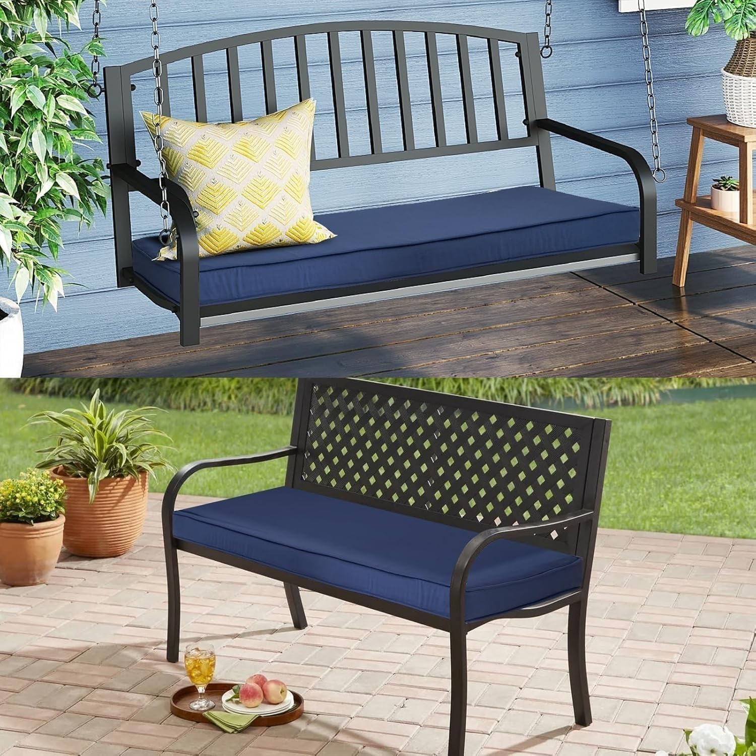 Coussin pour Banc de Jardin ,Imperméable Antidérapant Coussin de Siège en Mousse Épaisse avec Housse Amovible, Assise Coussin pour Banc de Mobilier Terrasse Canapé Extérieur(Gris foncé,110x45x5cm)