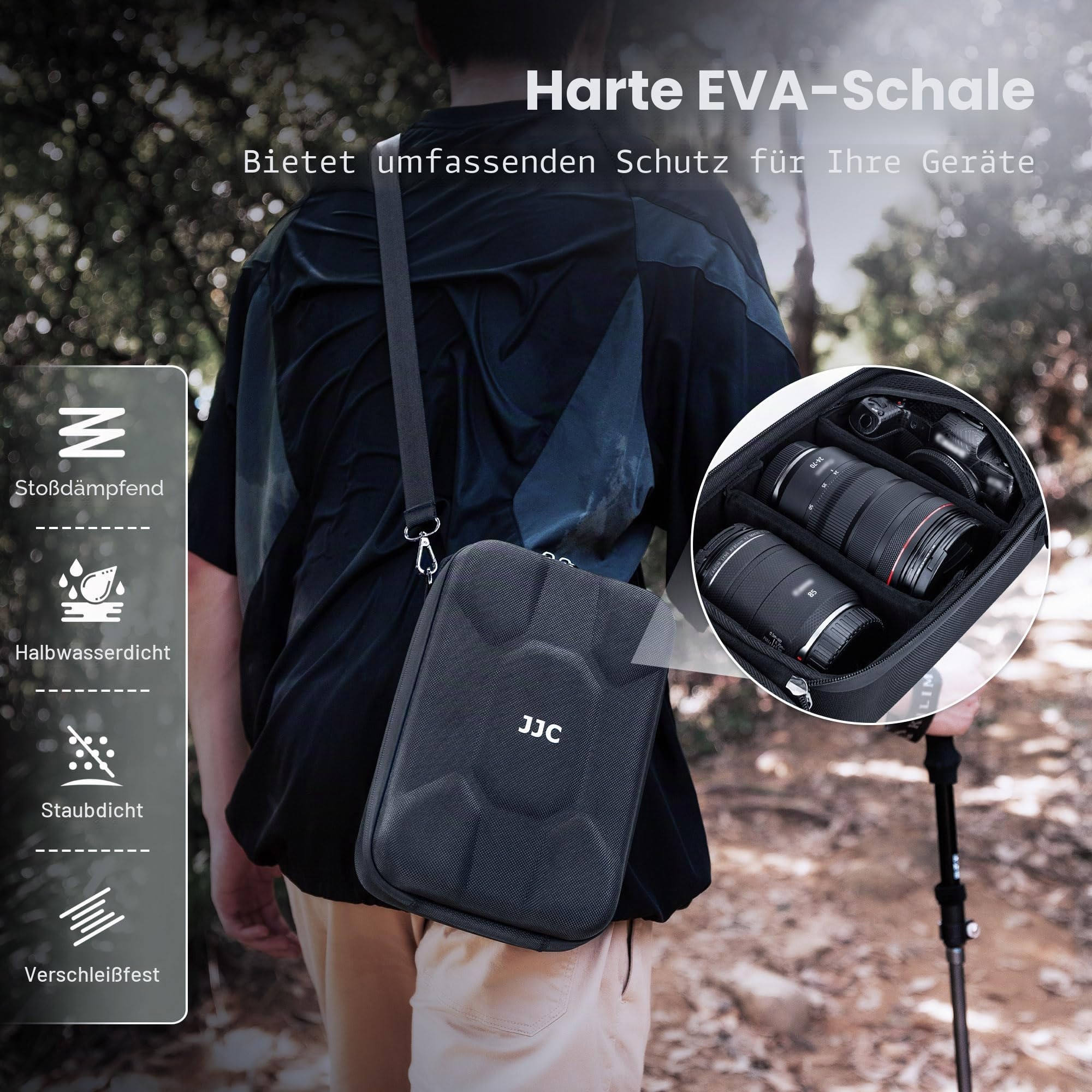 JJC Harte Kameratasche Etui Tasche Hülle, individuelle Aufbewahrungsbox für Nikon Z50 Z30 Z8 Z7 II Z6 II, Canon EOS R50 R100 R10 R8 R7 R6 Mark II R5 Sony A7 IV, A7 III, A7R V