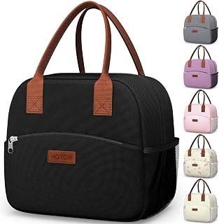 HOTOR Insulated Lunch Bag for Women & Men - 10L Large Capacity Wear-Resistant Cooler Box, Multi-Pocket for Office Picnic Black