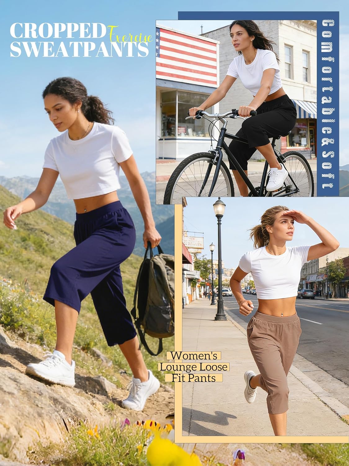 3 Pack Capri Pants for Women Loose Lounge Cropped Sweatpants Joggers Yoga Casual Workout Pants with Pockets - Image 3