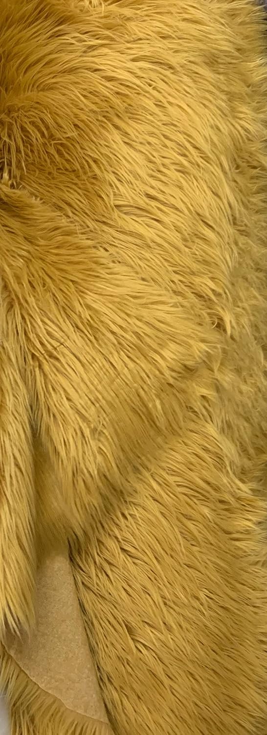 Eden Dark Gold Shaggy Long Pile Soft Faux Fur Fabric for Fursuit, Cosplay Costume, Photo Prop, Trim, Throw Pillow, Crafts