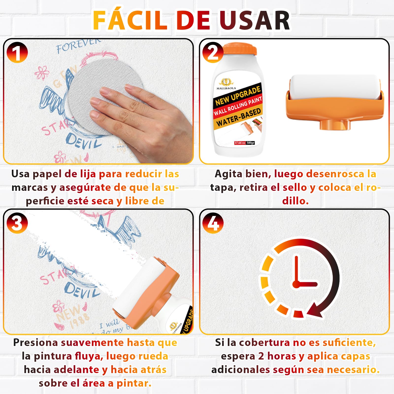 Rodillo Pintura Pared de 500g,Pintura Blanca con Pintura Pared Interior Integrada, Roller Paint para Superficies Blancas, Secado Rápido, Kit de Pintura Interior Blanca Ideal Para Grandes Áreas