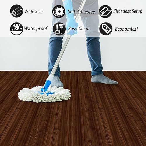 Miniatura 29 de Oxdigi Rollo de vinilo autoadhesivo para suelos de 24 x 393 pulgadas / 64 pies cuadrados, tablones de vinilo autoadhesivos para suelos de madera