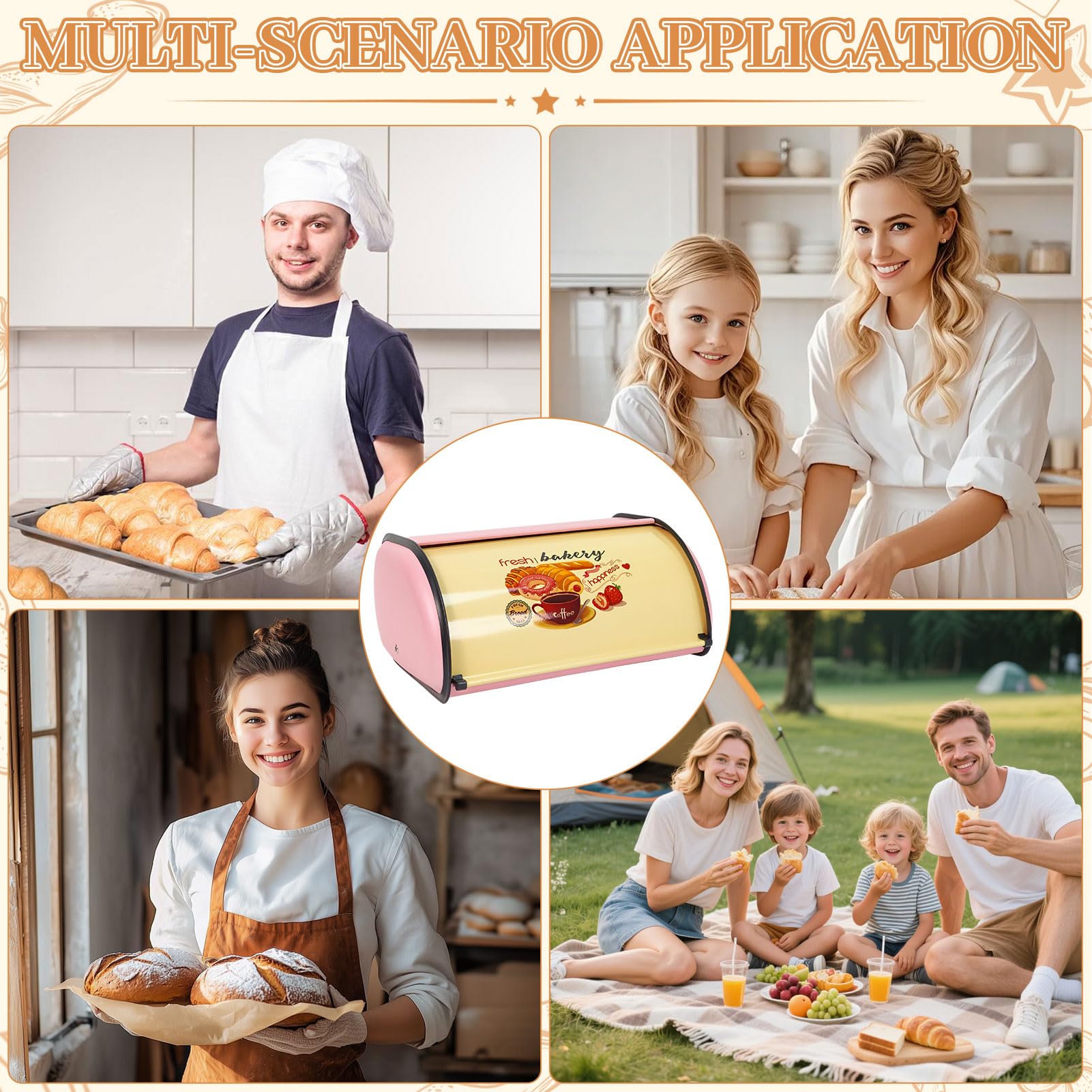 Eiserner Brotkasten Metall Groß Mit Deckel, Brotbox Zur Frischhaltung, Praktischer Brotkorb Für Küche & Haushalt, Ideal Für Knäckebrot, Brote & Brötchen (Rosa)