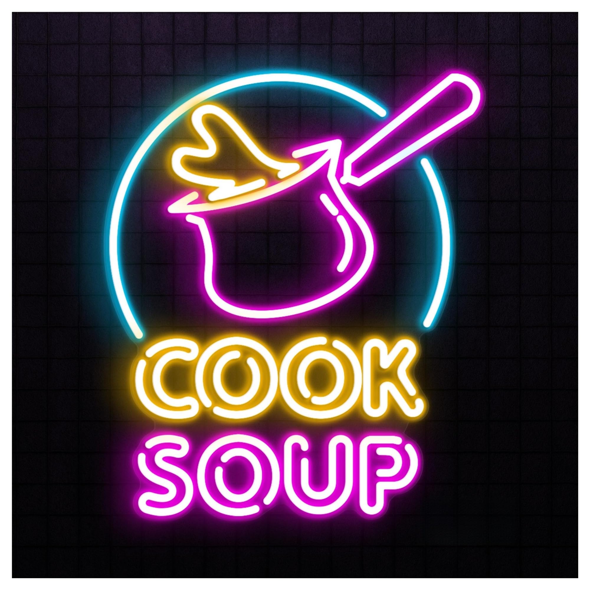 RONGCH Hanging Art Signs Cook Soup Neon Sign Handmade, Suitable for Restaurant Decor with Brightness Adjustable 50cm
