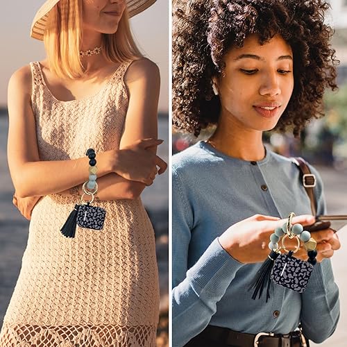 Vista 7 de Funda compatible con AirPods, funda protectora de silicona suave con llavero de pulsera, compatible con Apple AirPods de 2ª