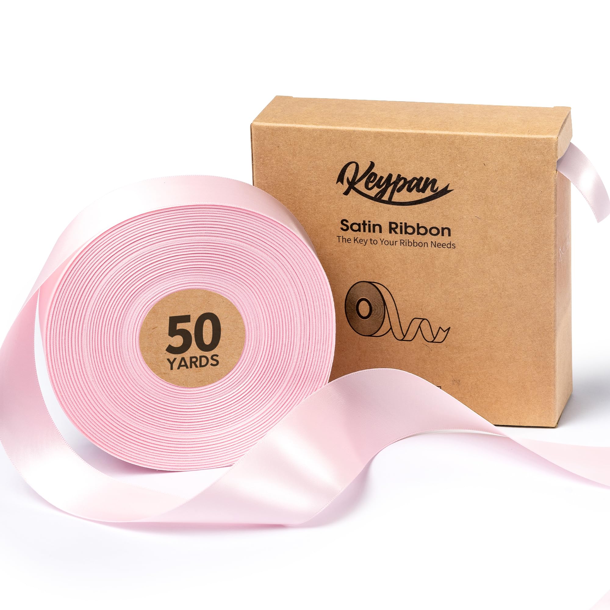 Keypan Pink Satin Ribbon for Valentines Day 38 mm x 45,7 m Double-Faced Ribbons for Flower Bouquet Gift Wrapping Party Decor Wedding Invitation DIY Craft