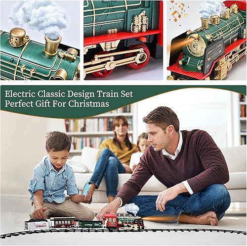 Miniatura 4 de FANL Juego de tren con control remoto juguetes de tren de Navidad motor de locomotora de vapor auto de carga y pistas de tren juguetes de regalo