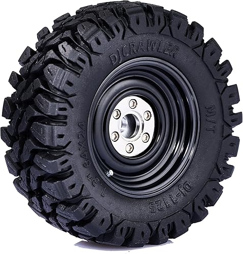 Miniatura 2 de DJCRAWLER Ruedas retro de metal con bloqueo de cuentas de 1.33 pulgadas para TRX4M SCX24 Gladiator Bronco C10 JLU Deadbolt 118 124 RC Crawler Car