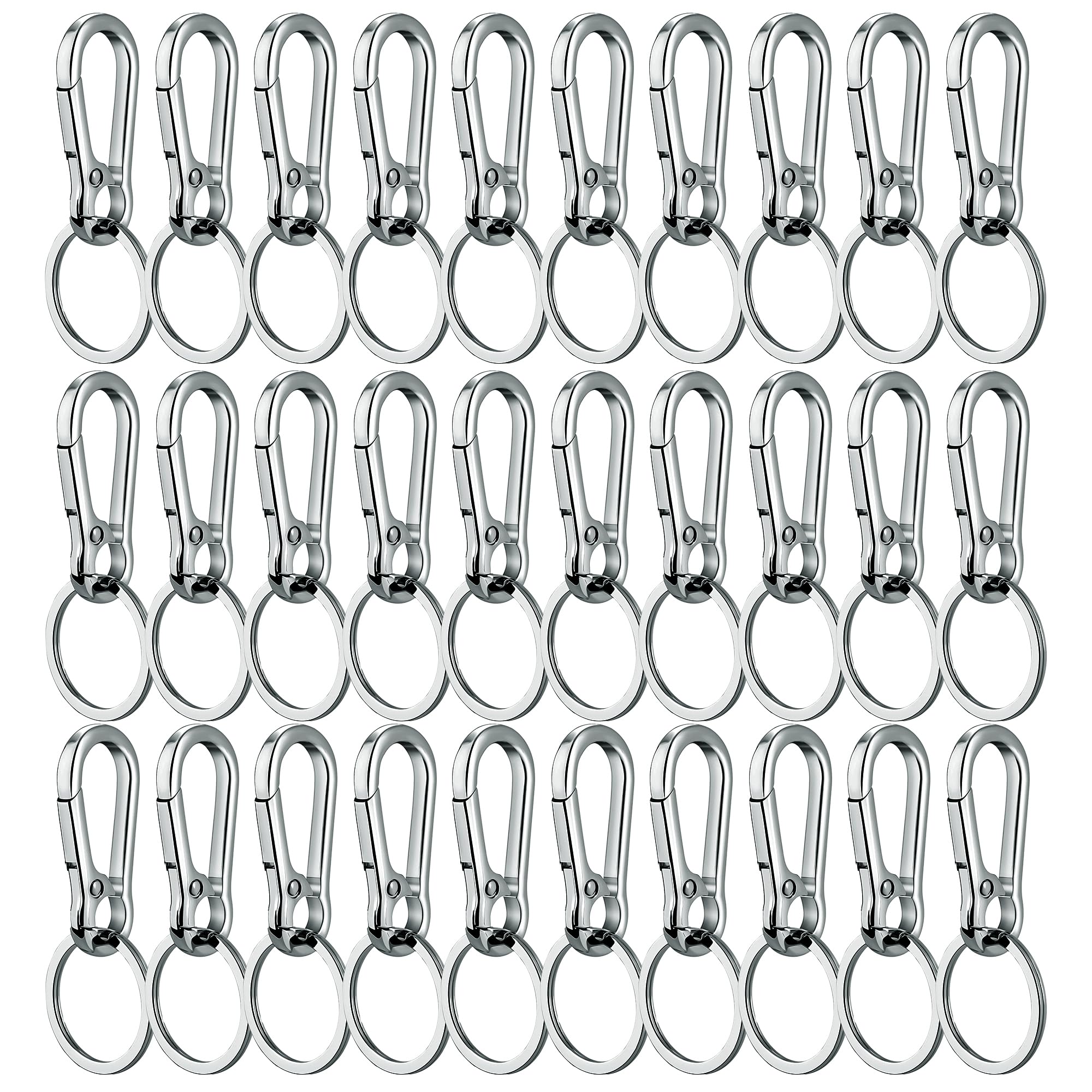Keychain Clip Bulk with Key Ring, Heavy Duty Key Chain Holder with Stainless Steel Ring, Durable Metal Keychains