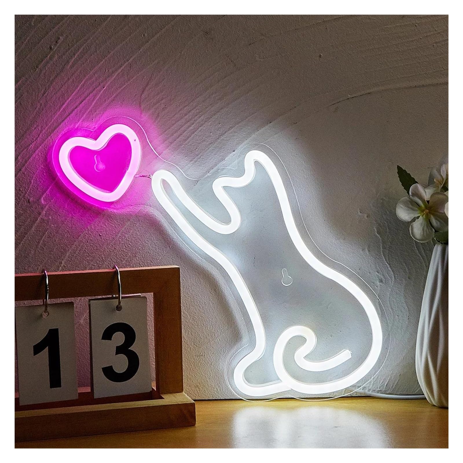 XENITE Luces Art Decoration Christmas Letrero De Neón LED Con Forma De Gato, Luz Alimentada Por USB, Arte De Pared Para Sala De Juegos, Decoración De Pared Para El Hogar, Habitación De Niños