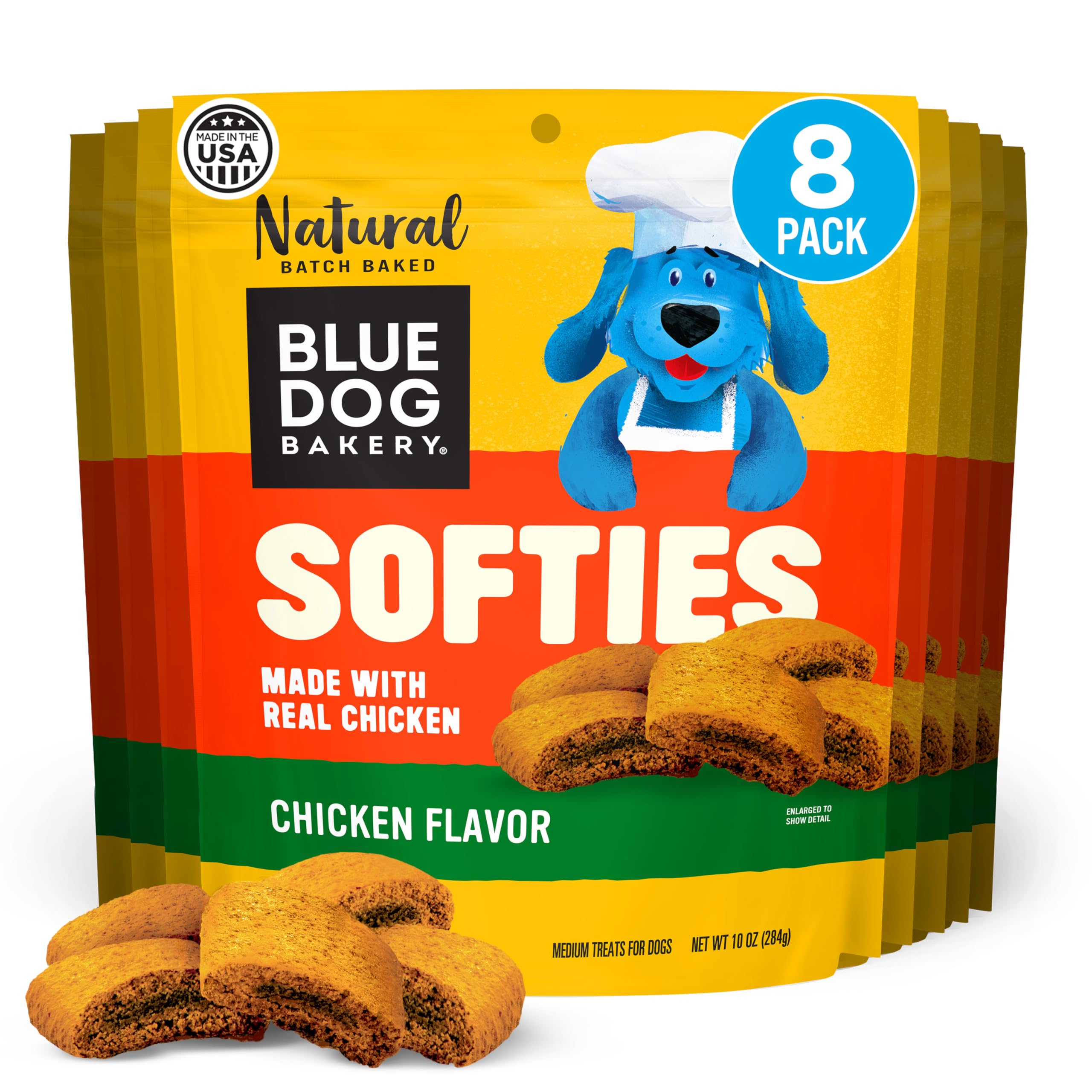 Blue Dog Bakery, Softies Chicken Chewy, Medium Dog Treats 10oz 8pk | Soft & Chewy Oven-Baked Dog Treat Chews, Made with Real Chicken & Other Real Premium Wholesome Ingredients in the USA