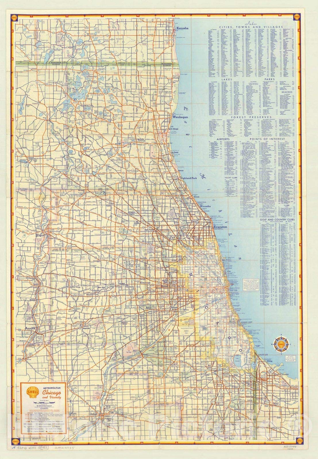 Amazon.com: Historic Pictoric Map : Chicago, Illinois 1955, Shell