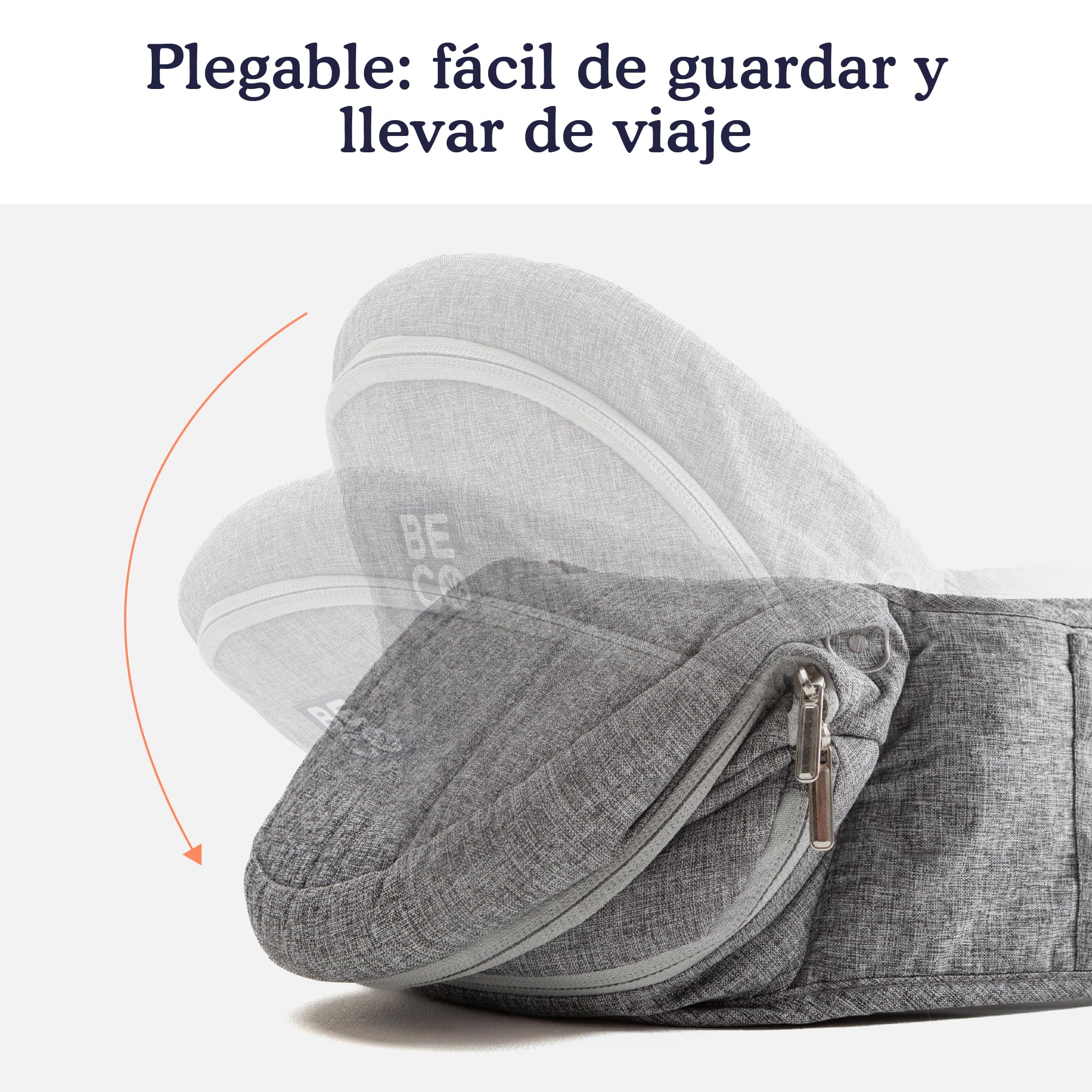 Beco Portabebés Asiento de Cadera Plegable, 4 en 1, 0-36 Meses, Gris | Se pliega plano en la bolsa de pañales, Asiento que alivia brazos y espalda, se adapta fácilmente de 0 a 36 meses.
