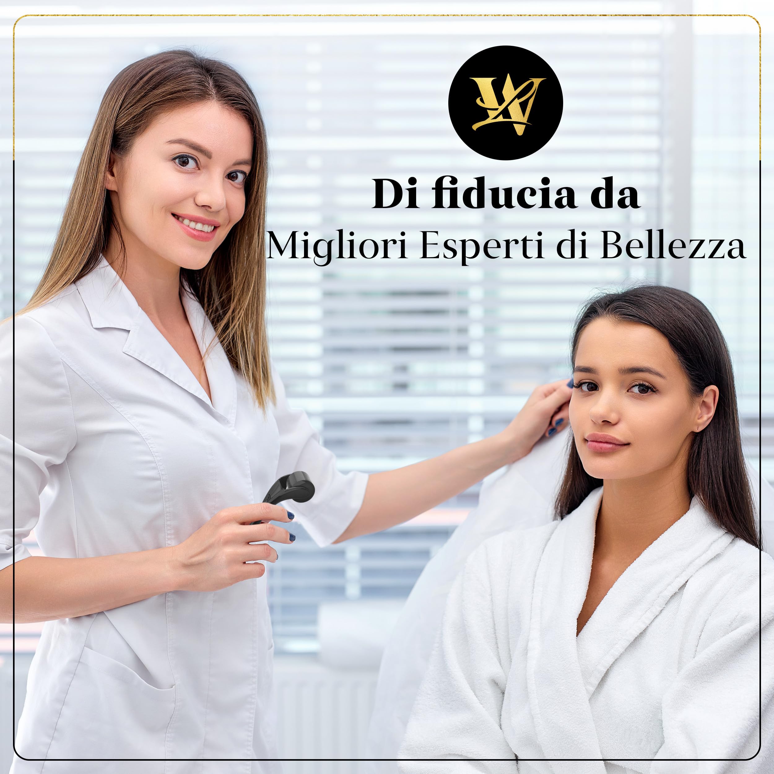 Derma Roller 0,5mm per pelle, dermaroller capelli e barba - Rullo microneedling in titanio per viso