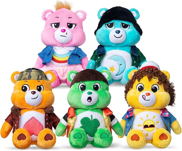 Basic Fun Care Bears x Stranger Things Bedtime Bear en Mike – Peluche 22 cm – Édition Limitée – Cadeau pour Fans de Stranger Things - 4