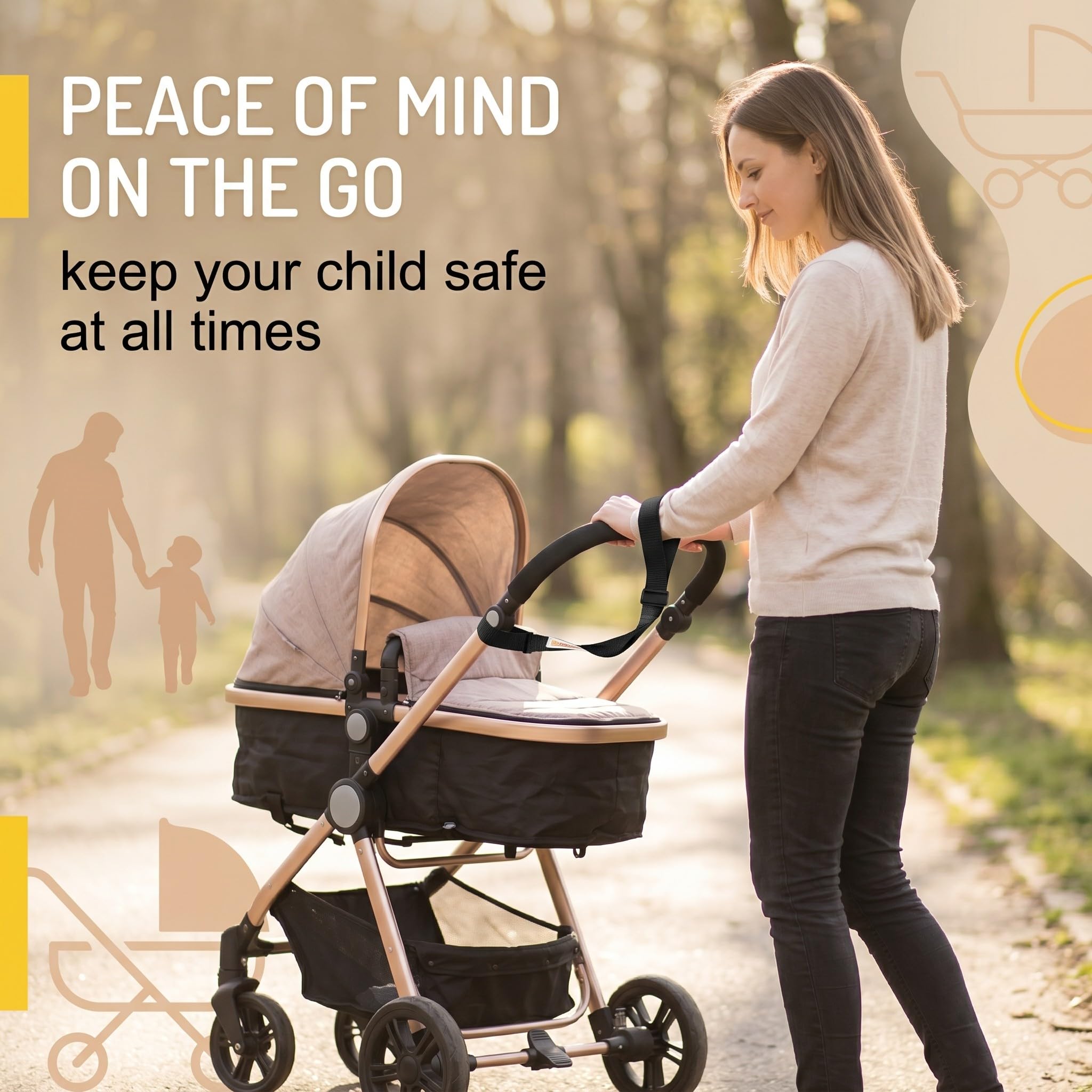 2 Pezzi Passeggino Imbracature Da Polso Passeggino Regolabile Passeggino Cinghie Passeggino Passeggino Passeggino Cintura Gancio Per Passeggino Per Sicurezza Anti-Skid Bambini (Nero)