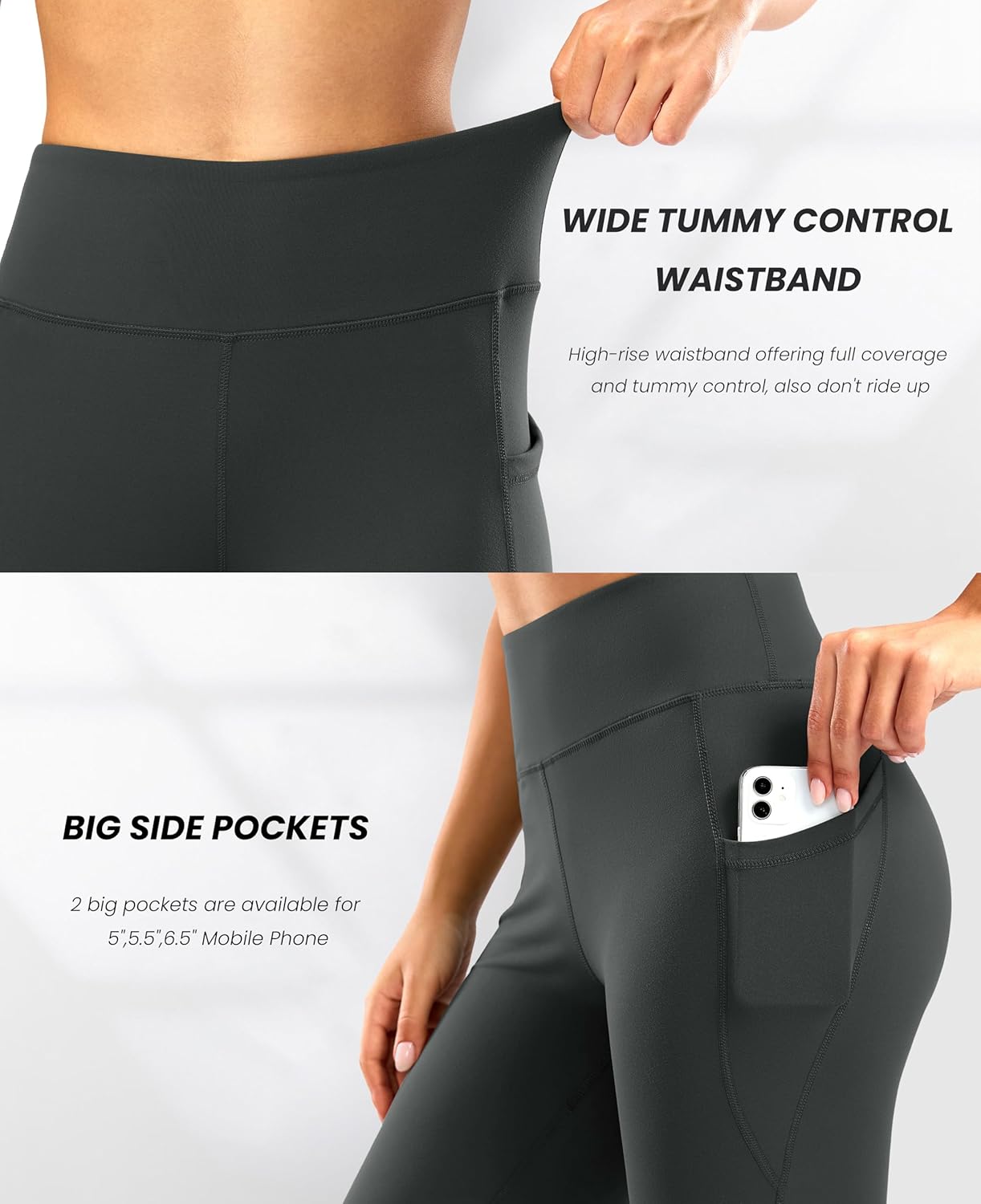 28"/30"/32"/34" Inseam Women's Bootcut Yoga Pants Long Bootleg High-Waisted Flare Pants with Pockets - Image 4