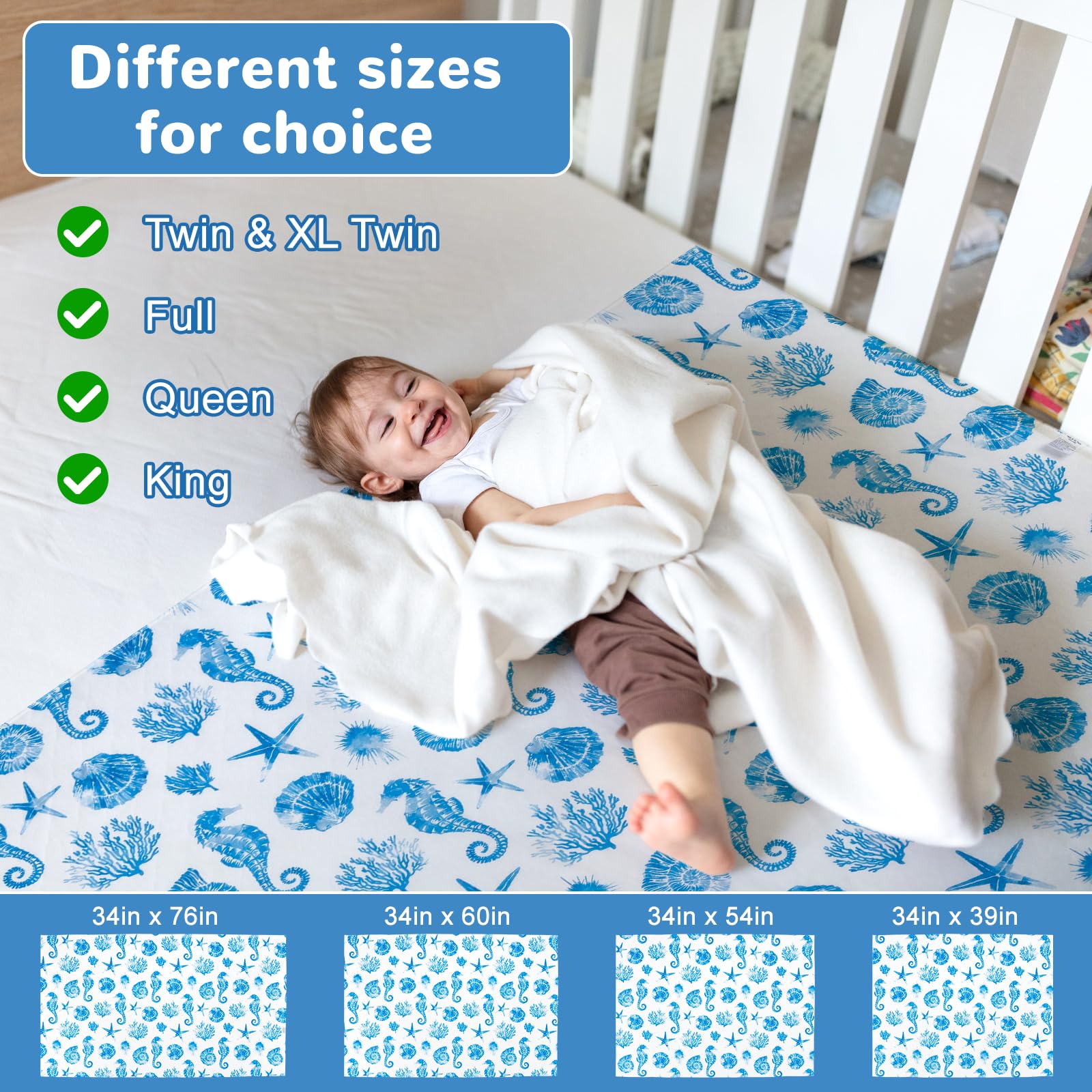 FLYISH DIRECT Inkontinenz Bettunterlage, Inkontinenzunterlage Waschbar, Unterlagen Bett Inkontinenz, Inkontinenzauflage für Queen Size/King Size, Waschbar, 87x153cm