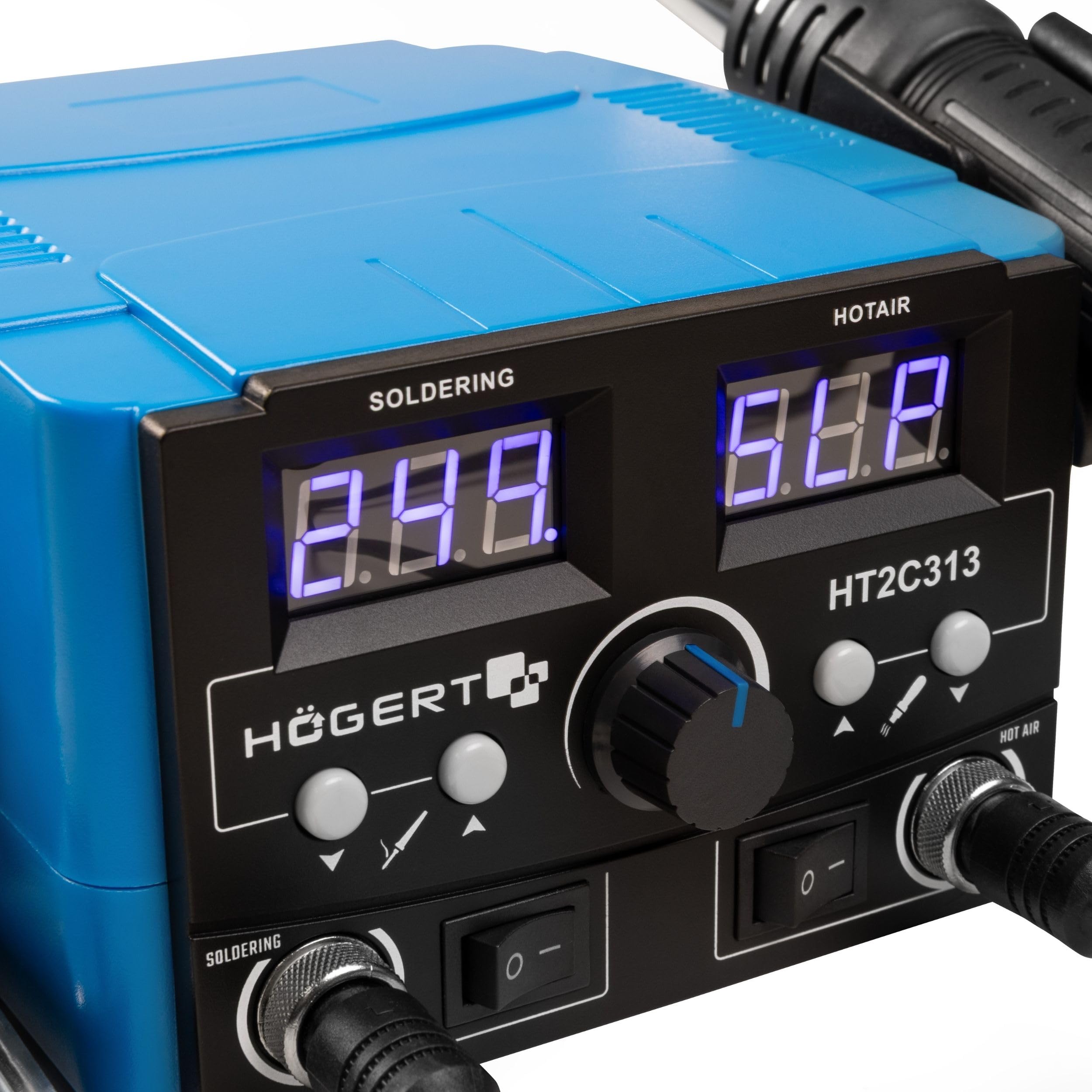 HÖGERT TECHNIK - Estación de soldadura 2 en 1 75W con pistola de aire caliente 750W, control digital de temperatura, pantalla LED, segura para ESD, para reparaciones de SMD y BGA