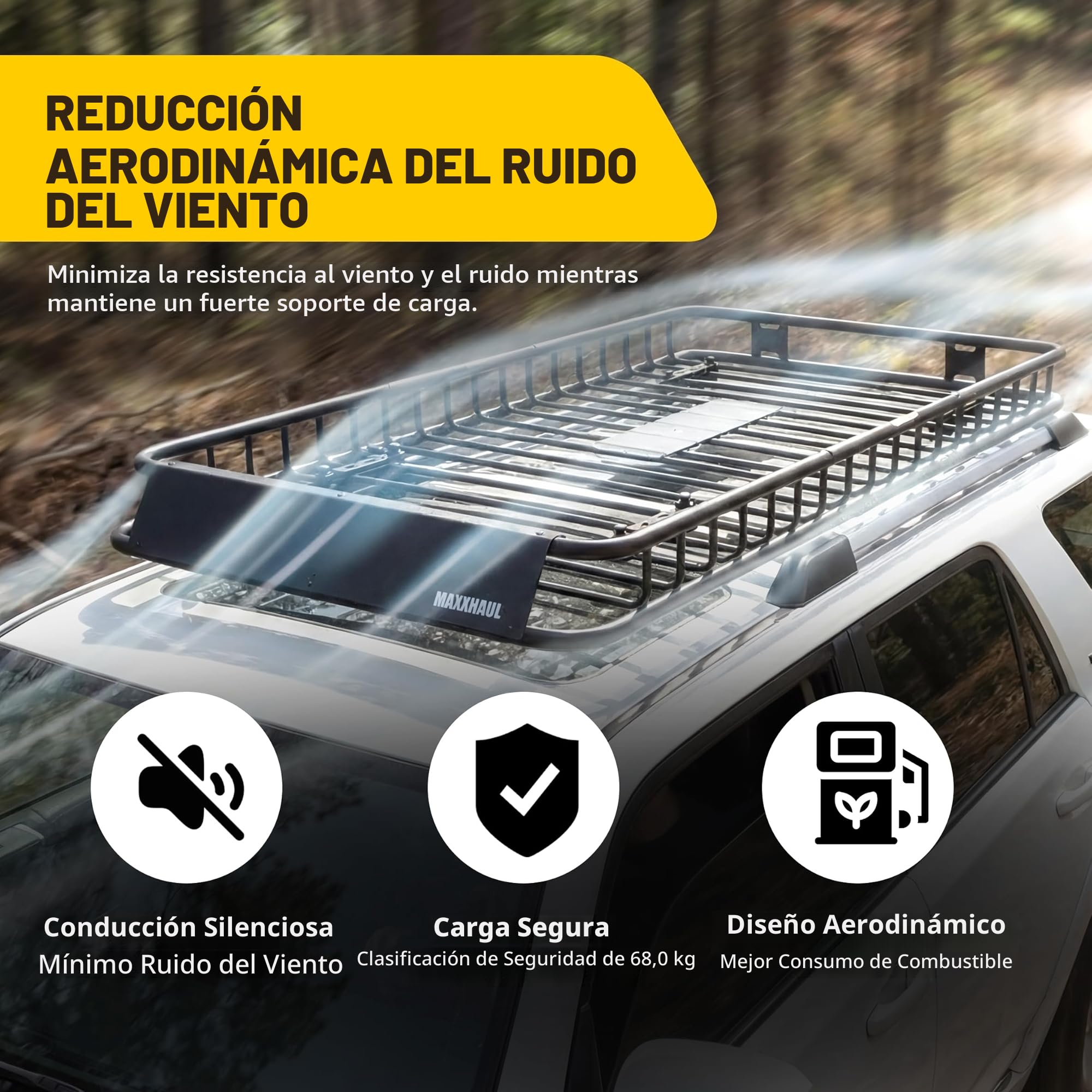 MAXXHAUL 50506 - Portaequipajes universal de acero resistente de 162,56 x 99,06 x 15,24 cm, color negro