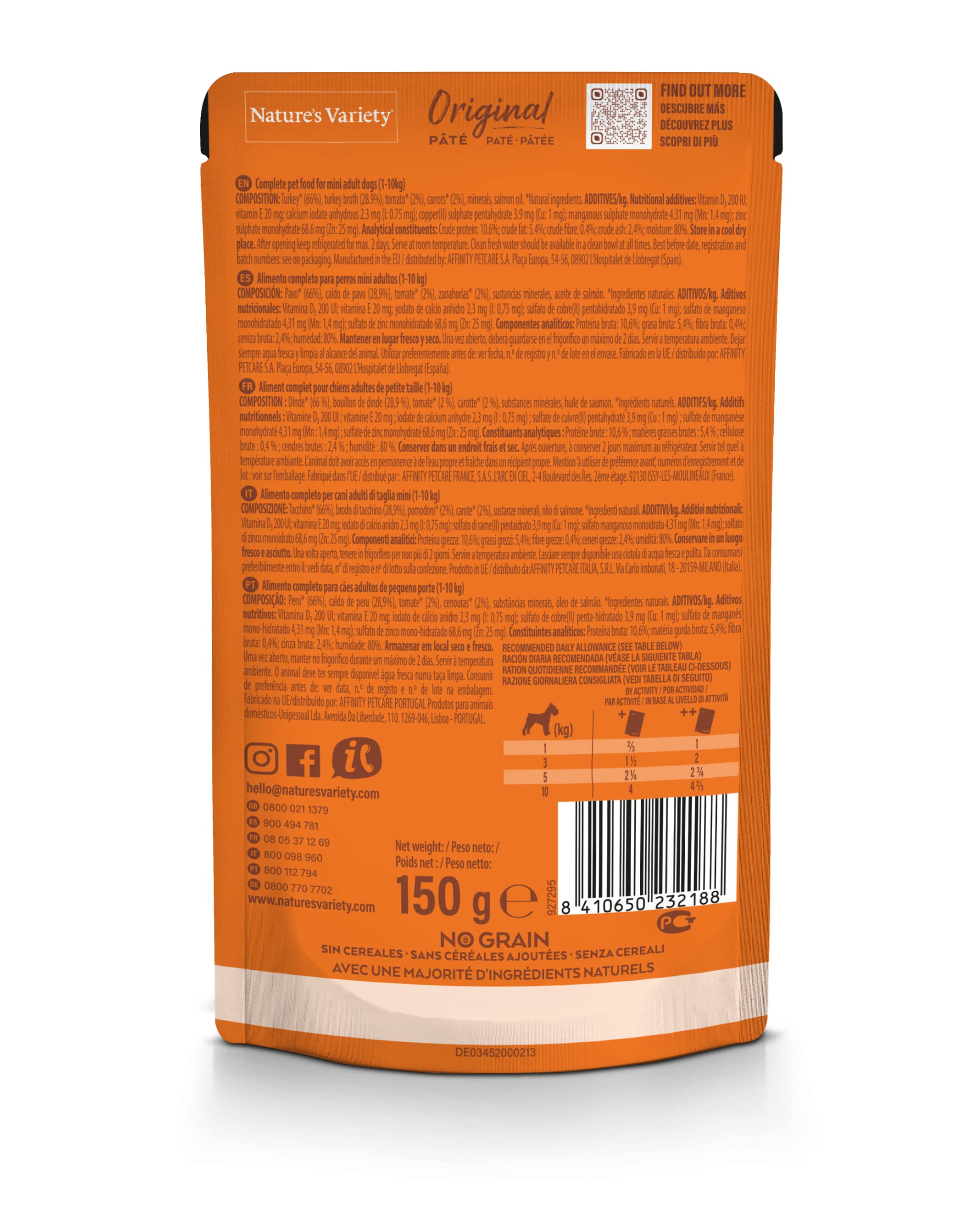 Nature's Variety Original No Grain - Mini pasztety dla dorosłych psów z indykiem - Opakowanie 8 x 150 g