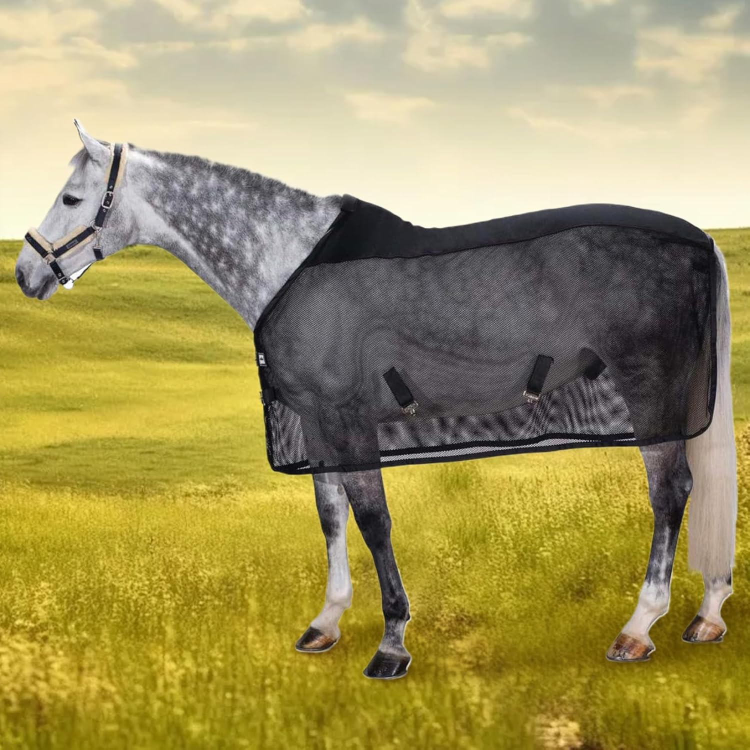Horse Fly Sheet, Adjustable Fly Sheets for Horses, UV Protection ＆ Breathable Mesh Horse Blankets for Real Horses, Sheet with Buckle.