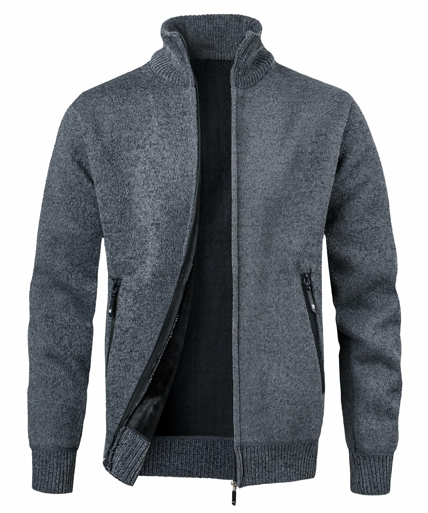 Cárdigan de Hombre Cuello Alto Forro Polar Invierno Cremallera Casual