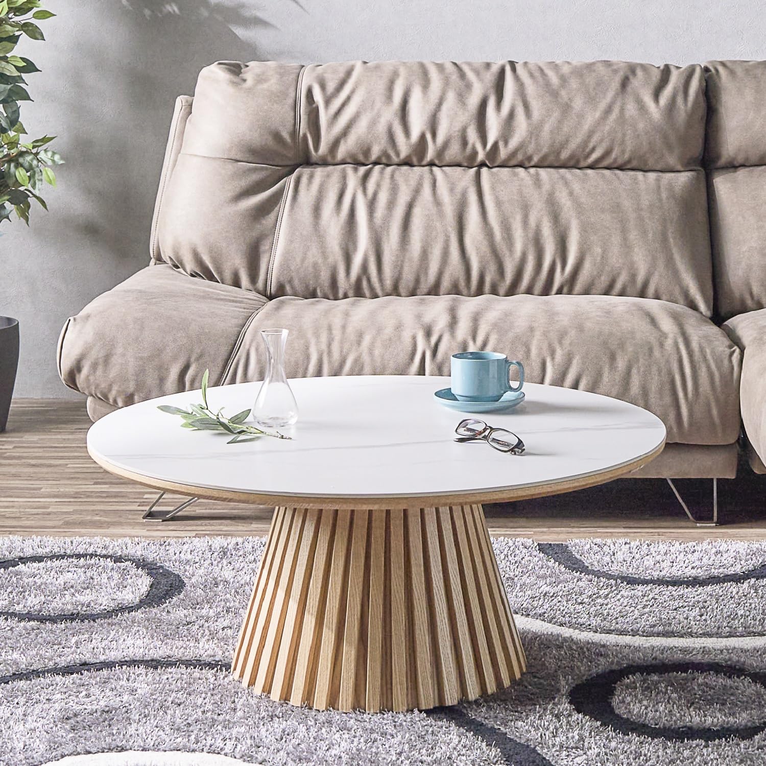 Amazon.co.jp: リビングテーブル 丸 90センチ セラミック センター