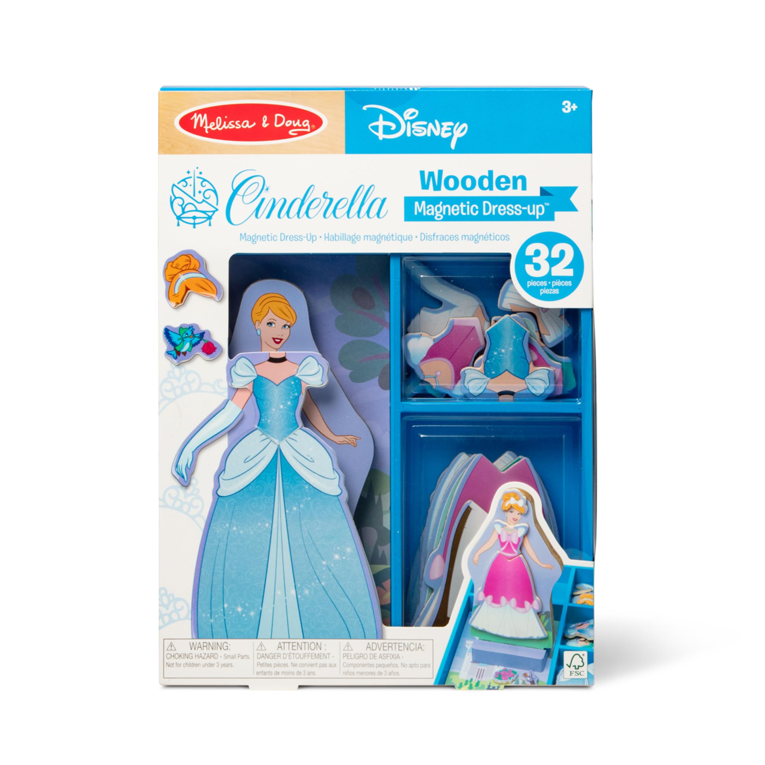 disney princess magnetic wooden dress up doll 75 pcs set Sleeping Beauty & Snow White Wooden Magnetic Dress-Up