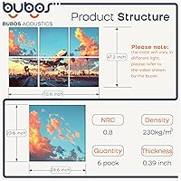 Vista 29 de BUBOS - Paquete de 8 paneles acústicos artísticos y autoadhesivos de insonorización, 48 x 32 pulgadas, acondicionamiento acústico y decorativos