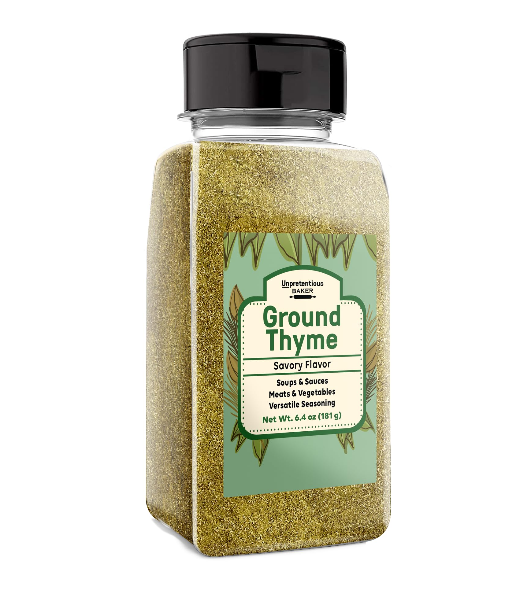 Unpretentious Ground Thyme, 6.4 oz, Versatile Seasoning, Savory Flavor, Soups & Sauces