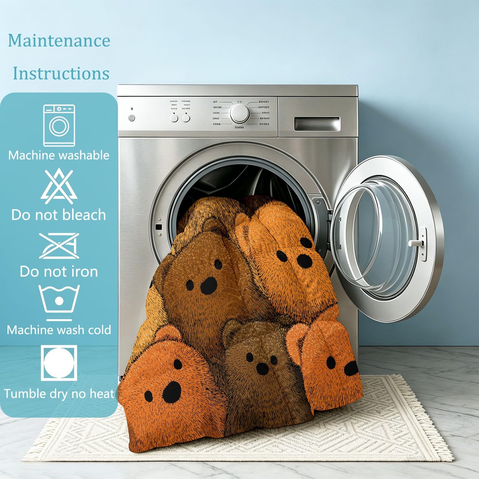 Generisch Abstrakt Bettdecken 135 x 200 cm 4 Jahreszeiten, Waschbar Tiere Teddybär Bettdecke ohne Bezug Ganzjahresdecke - Atmungsaktiv Steppdecke Weiche Schlafdecke