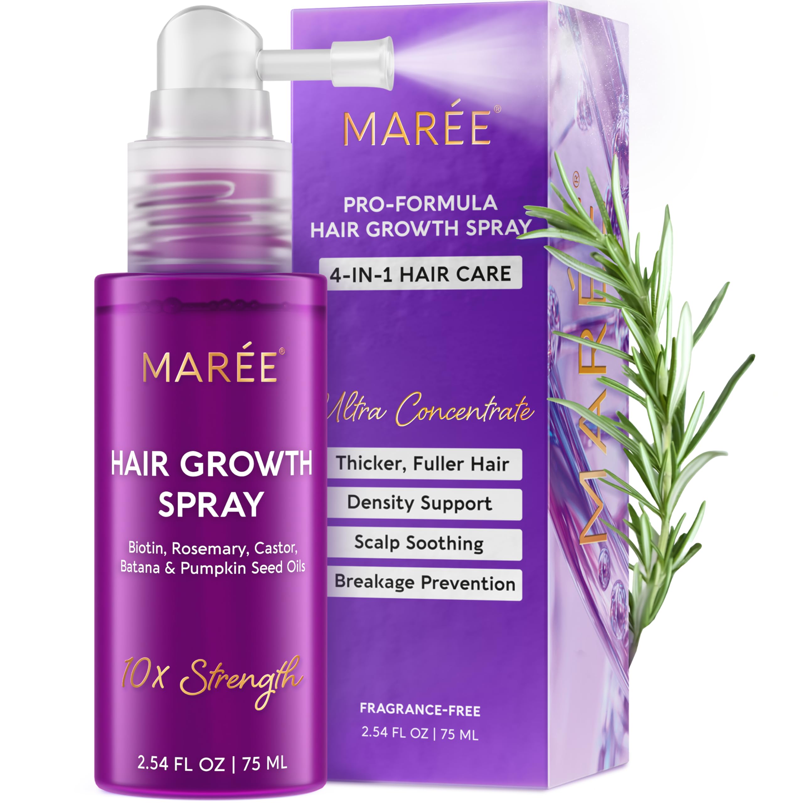 MAREE Hair Growth Spray – Caffeine, Batana, Castor & Rosemary Oil for Hair Growth – Products for Women & Men – Hair Oils for Hair Growth – Hair Thickening Spray for Roots – Hair Regrowth & Scalp Care