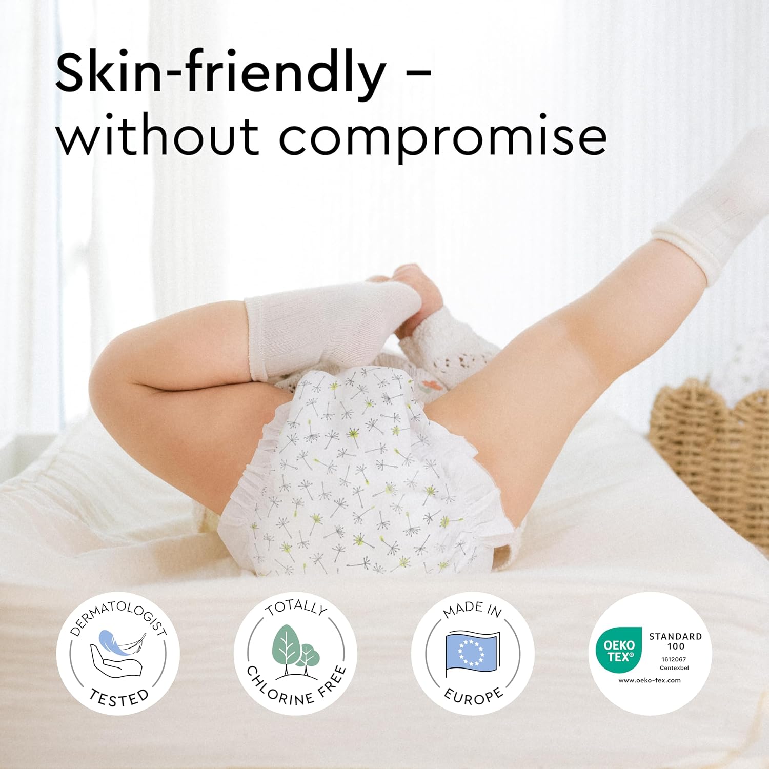 LILLYDOO Baby Diapers - Size 2 (9+ lbs), Half-Monthly Supply (102 Count), Leak Protection, Skin-Friendly, Ultrasoft, Perfume- & Chlorine-Free, Hypoallergenic, Dermatologist Tested, Oeko-TEX®