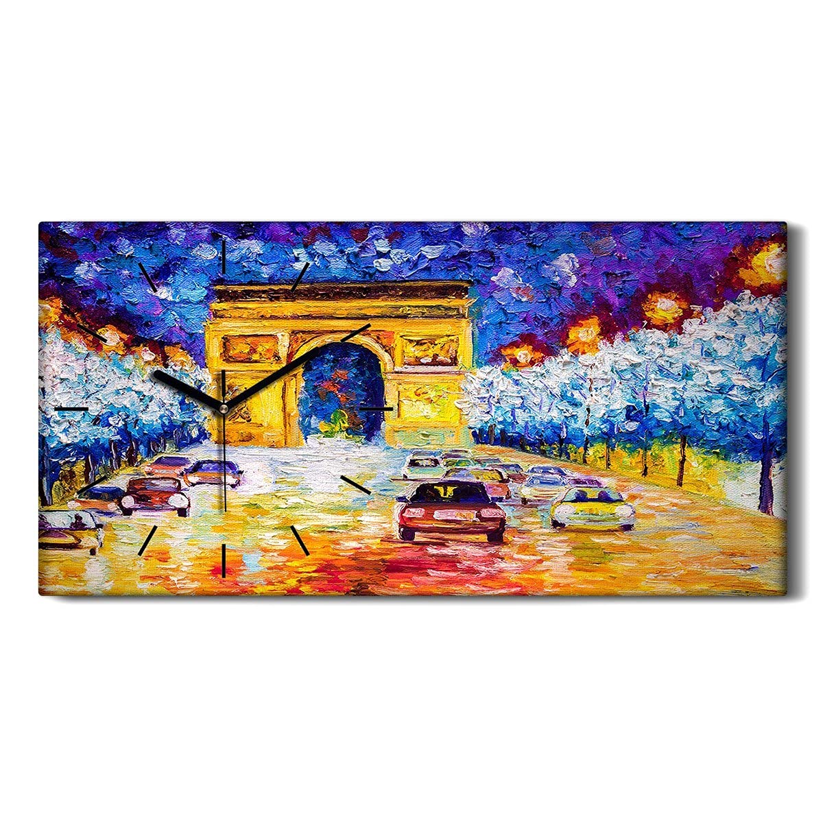 Horloge sur Toile Sans Tic-Tac Tableau Paris 60x30 cm Salon Chambre