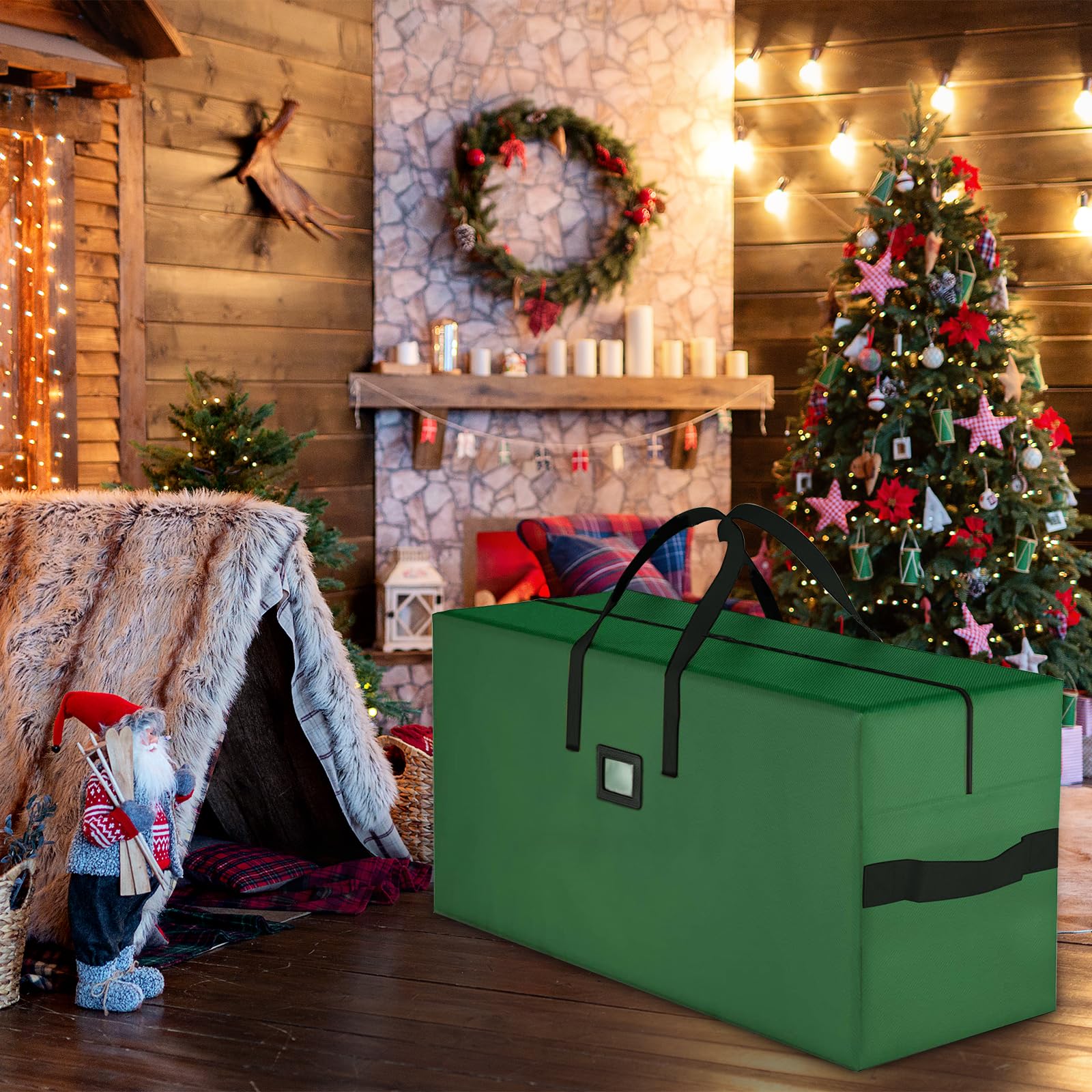 ENCOUN Sac de Rangement XXXL, Housses de Coussin d'extérieur, Tissu Oxford 600D Housse de Rangement, Iimperméable Rangement Coussin Salon de Jardin, 165*38*76cm Sac Rangement Couette pour Sapin Noel