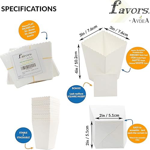 Miniatura 2 de Paquete de 36 cajas pequeñas de regalo de palomitas de maíz blancas  Tarjeta de papel mate  Hecho para noches de cine, fiesta de cumpleaños, baby