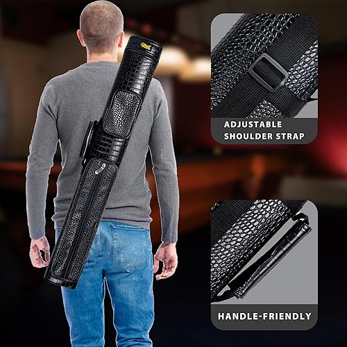 Miniatura 4 de Estuche para taco de piscina Billmart, Estuche de transporte de palo de piscina duro de 2 x 3, Accesorios para palo de billar