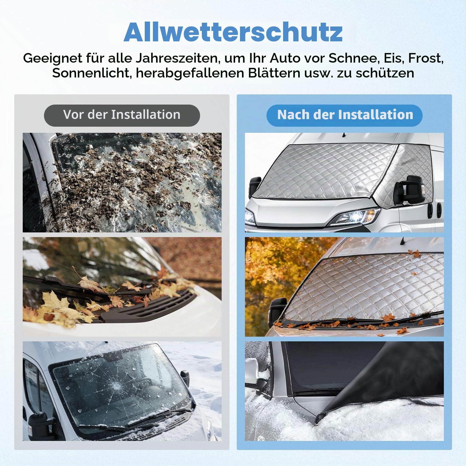 Thermo-Fenstermatte für den Außenbereich, passend für Peugeot Boxer, Citroen Jumper, FIAT Ducato X250/290, verdickte, abnehmbare Auto-Windschutzscheibenabdeckung, Sonnenschutz, Frostschutz, EIS-Hagel