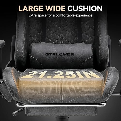 Miniatura 5 de GTPLAYER Silla de juegos con altavoces Bluetooth, escritorio de oficina ergonómico de respaldo alto con soporte lumbar, altura ajustable