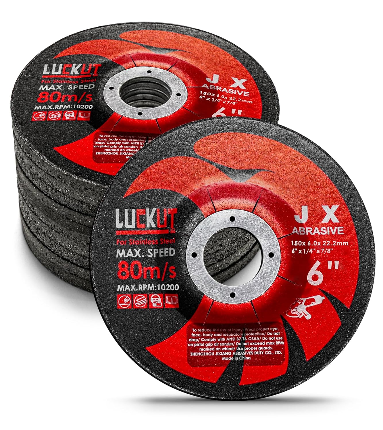 Grinding Wheels Discs, 6X 1/4 x 7/8 Inches, Aggressive Grinding for Angle Grinders, 10 Pack